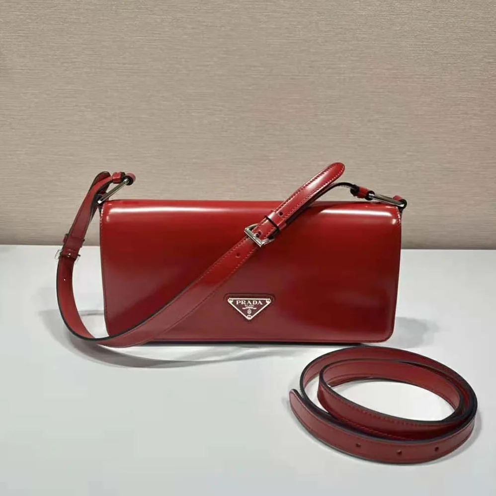 Prada Brushed Leather Prada Femme Bag for Women in Red Prada Brushed Leather Prada Femme Bag for Women in Red