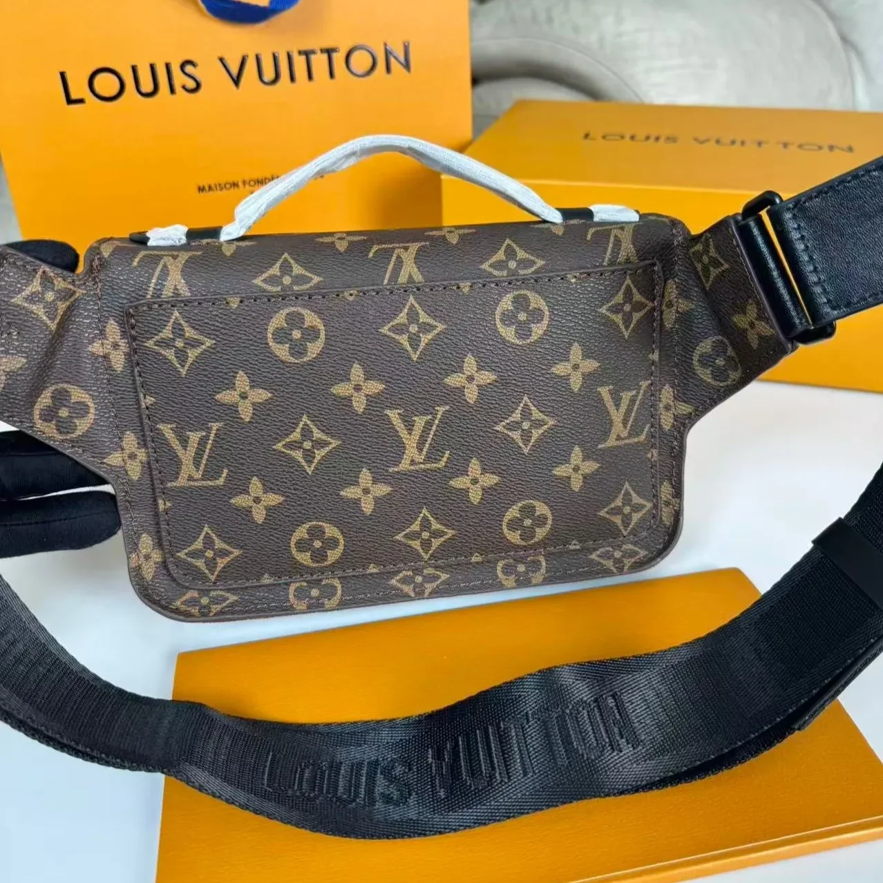 Louis Vuitton S-Lock Sling Monogram Macassar Black Louis Vuitton S-Lock Sling Monogram Macassar Black