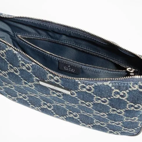 Gucci Lady Lunetta Small Shoulder Bag / Dark Blue Denim Palladium Hardware