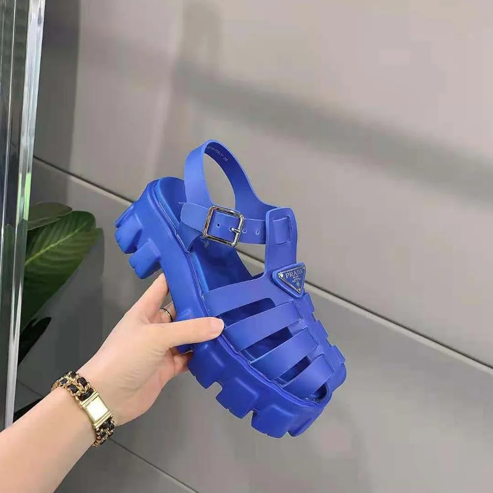 Prada Foam Rubber Sandals in 55 mm Heel Height for Women in Blue