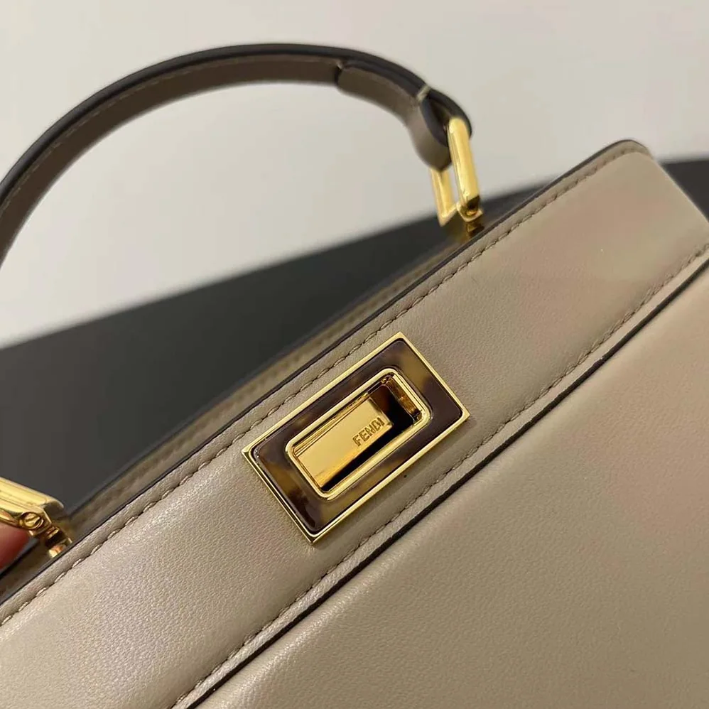 Fendi Peekaboo ISeeU Petite Light Gray Padded Nappa Leather Bag for Women