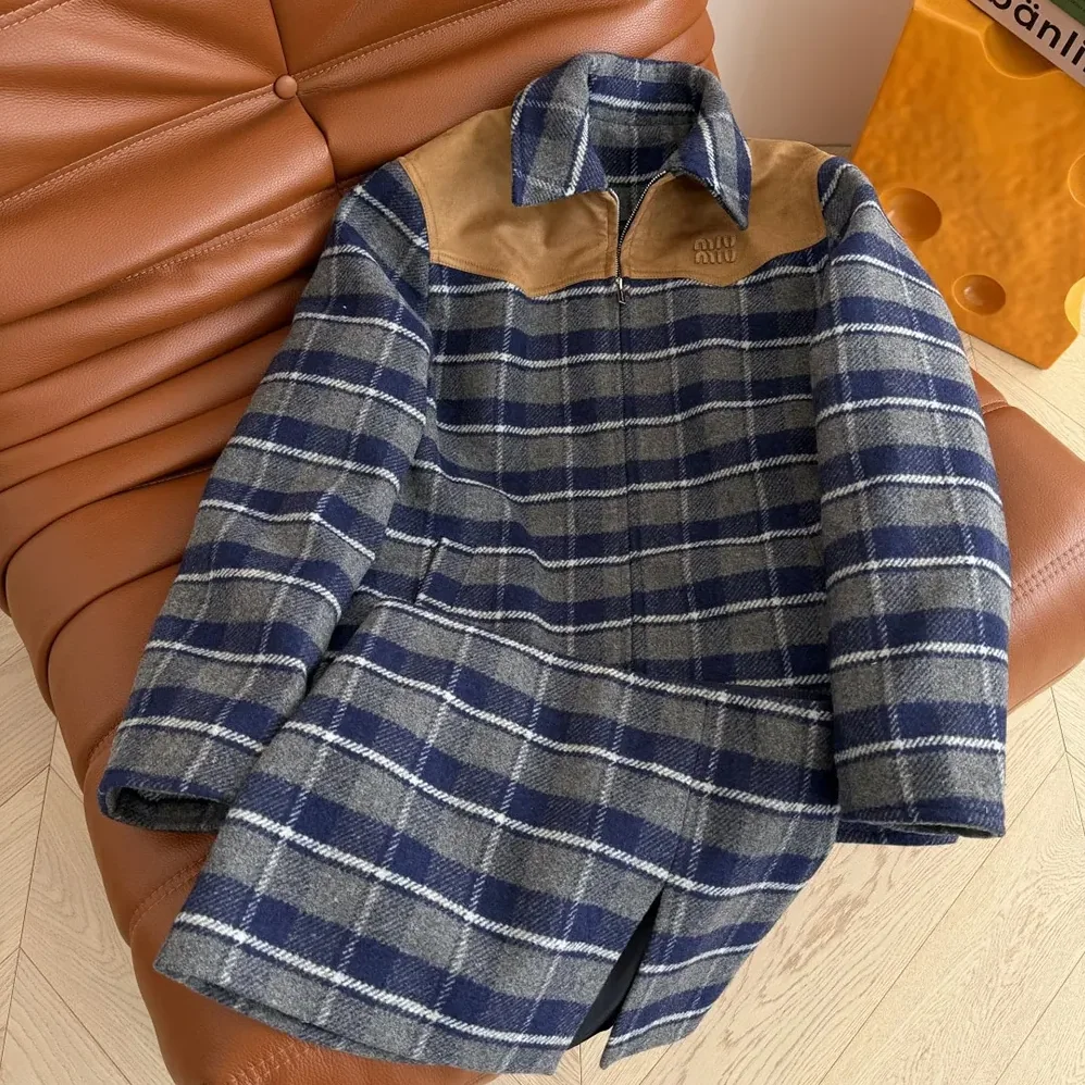 Miu Miu Checked Blouson Jacket for Women Miu Miu Checked Blouson Jacket for Women