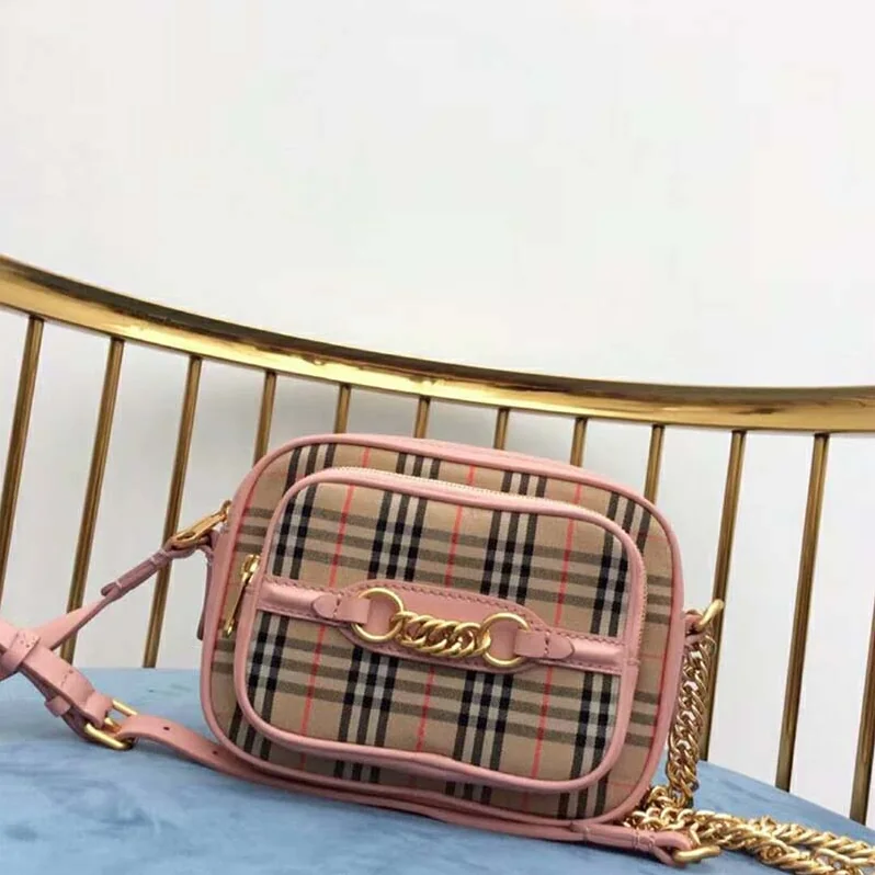 Burberry The 1983 Check Link Camera Bag for Women in Pink Burberry The 1983 Check Link Camera Bag for Women in Pink