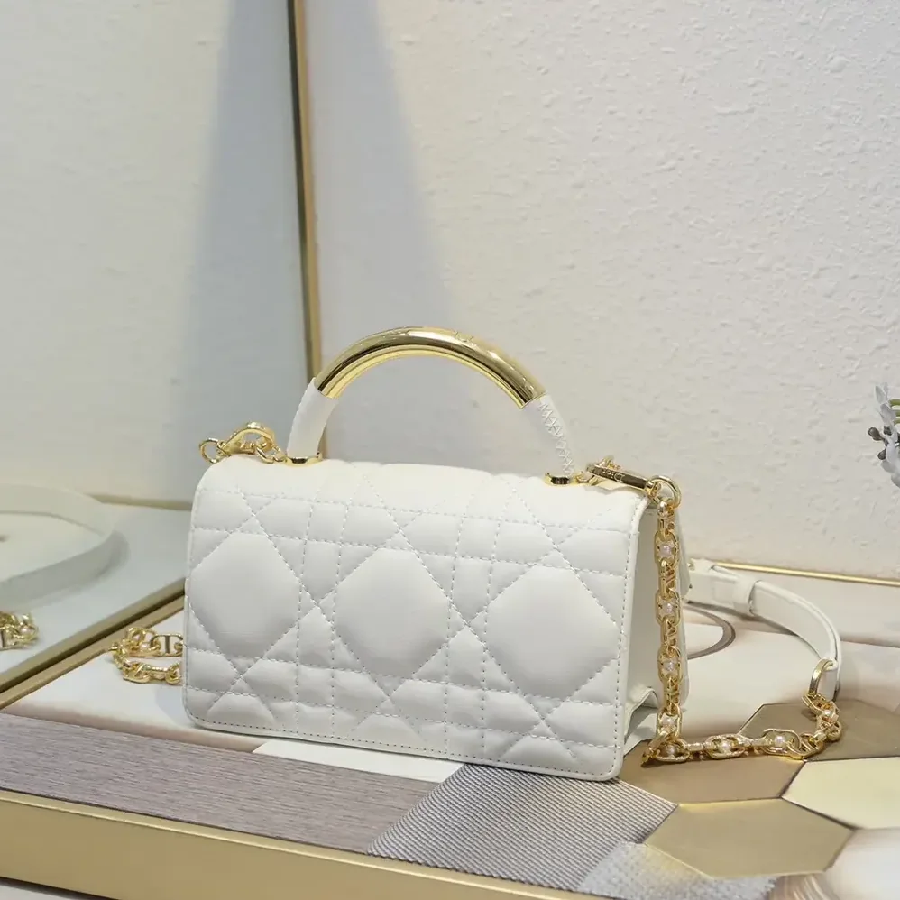 Dior Mini Dior Ange Bag Latte Macrocannage Calfskin for Women