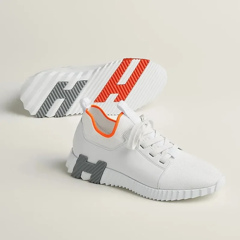 Hermes Depart Slip in On Sneakers White/ Orange