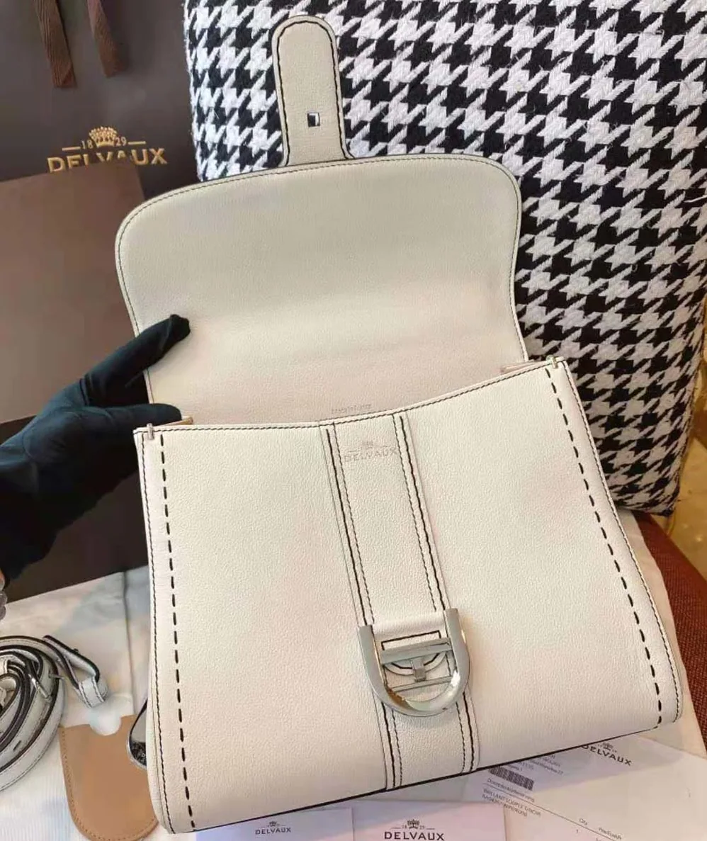 Delvaux Brillant MM Surpique in Rodeo Calf for Women in White Delvaux Brillant MM Surpique in Rodeo Calf for Women in White