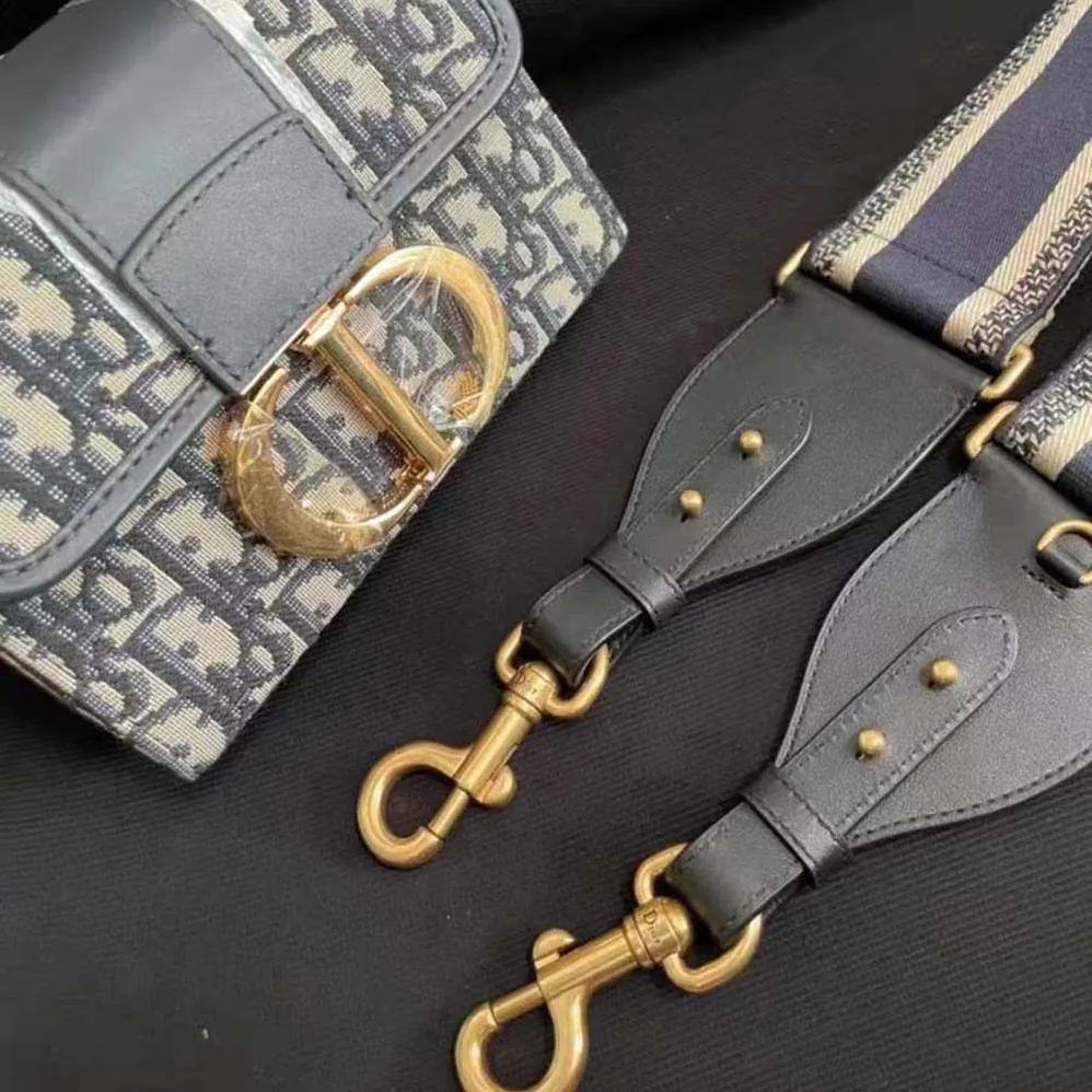 Dior Shoulder Strap with Ring Blue ‘CHRISTIAN DIOR PARIS' Embroidery for Women Dior Shoulder Strap with Ring Blue ‘CHRISTIAN DIOR PARIS' Embroidery for Women