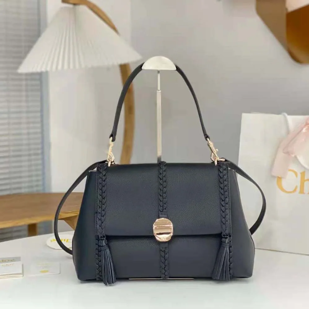 Chloe Penelope Medium Soft Shoulder Bag for Women in Black