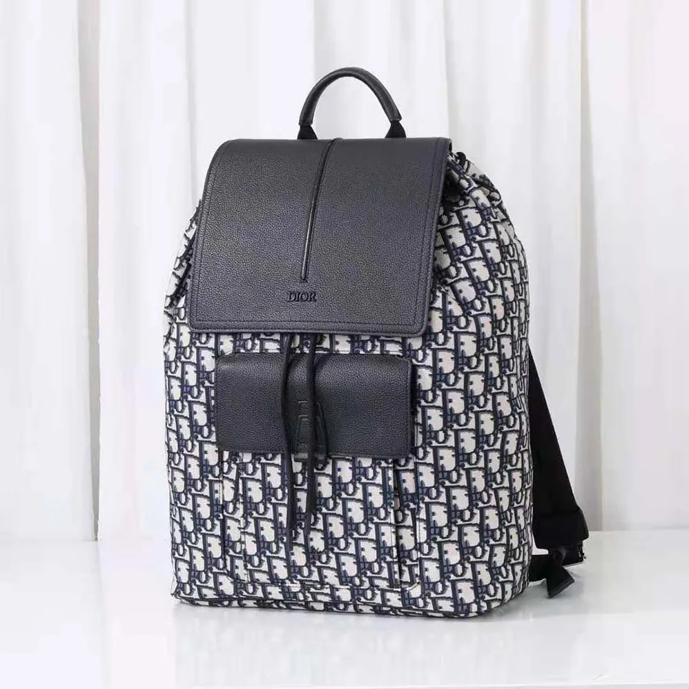 Dior Motion Backpack Beige and Black Dior Oblique Jacquard and Black Grained Calfskin for Men Dior Motion Backpack Beige and Black Dior Oblique Jacquard and Black Grained Calfskin for Men