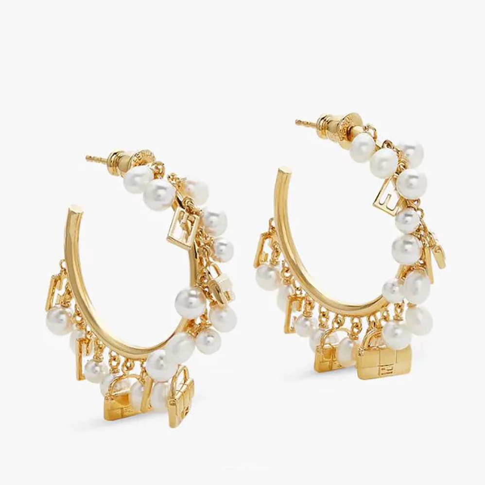 Fendi Baguette Earrings Gold for Women in colored