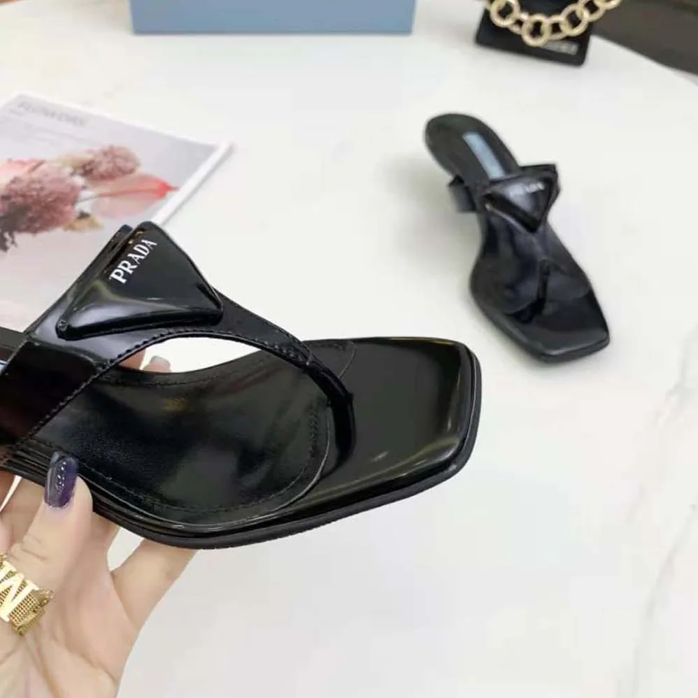 Prada Brushed Leather High for Women in heeled Thong Sandals Prada Brushed Leather High for Women in heeled Thong Sandals