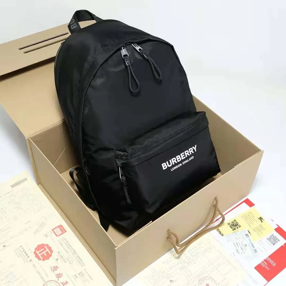 Burberry Logo Print ECONYL Backpack for Men in Black Burberry Logo Print ECONYL Backpack for Men in Black