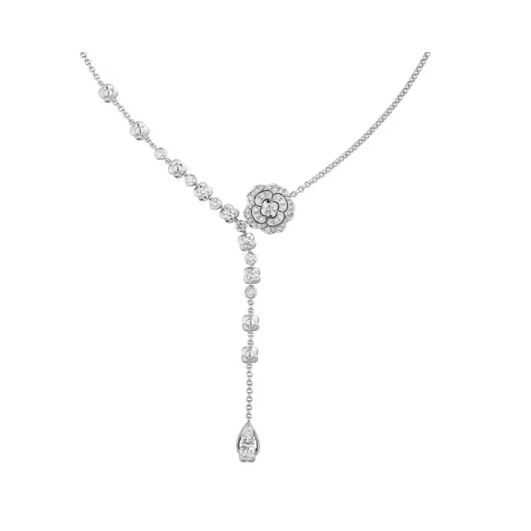 Chanel Bouton De Camélia Necklace White Gold