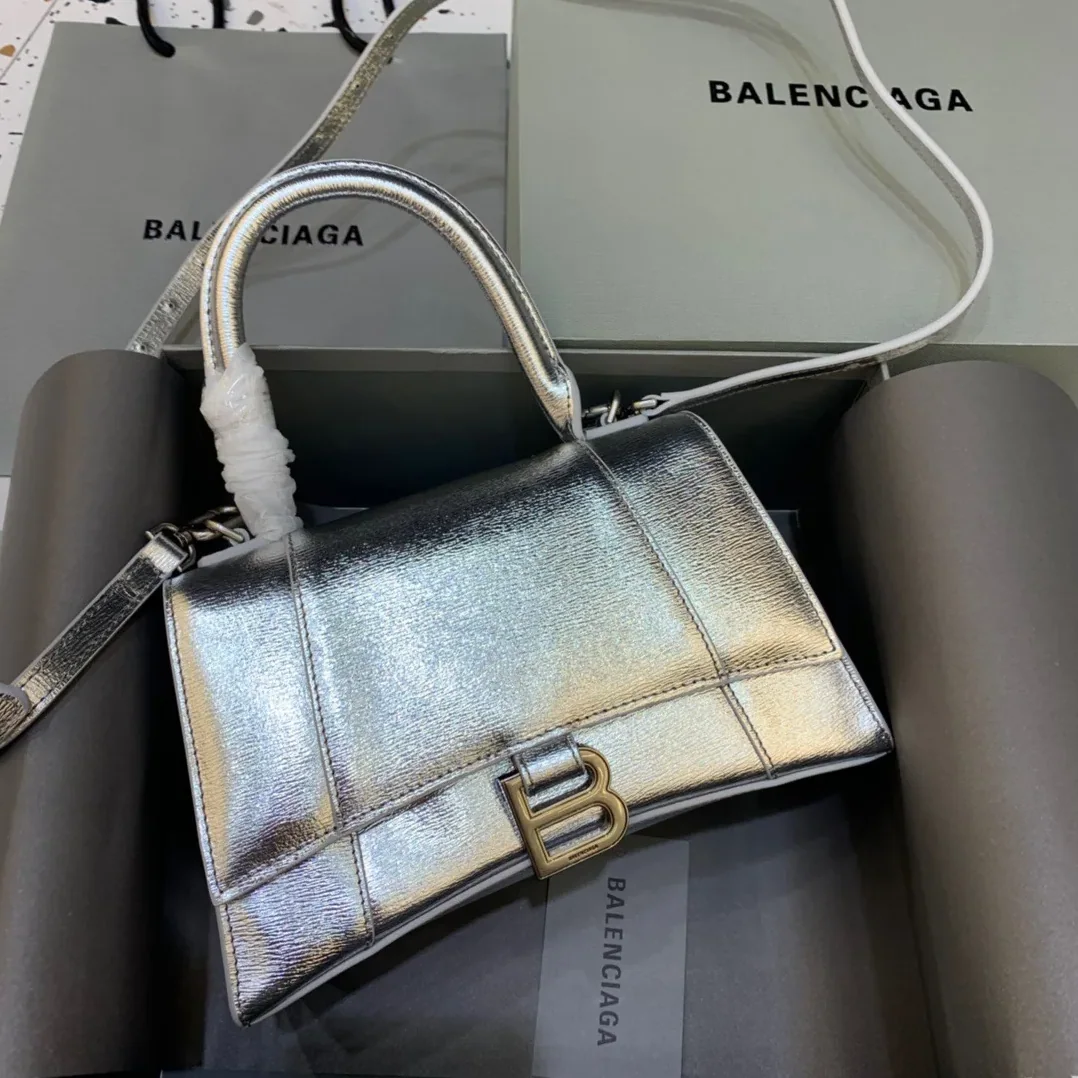 Balenciaga Hourglass Small Handbag In Sliver Balenciaga Hourglass Small Handbag In Sliver