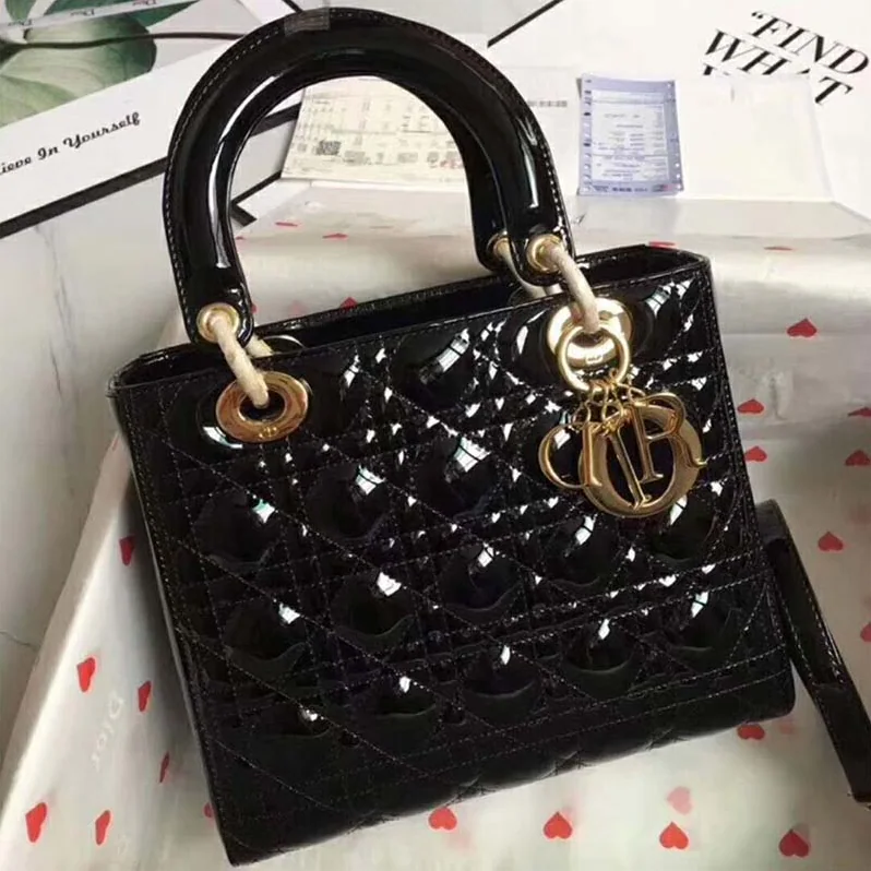 Dior Lady Dior Bag in Bright Patent Calfskin in Black Dior Lady Dior Bag in Bright Patent Calfskin in Black