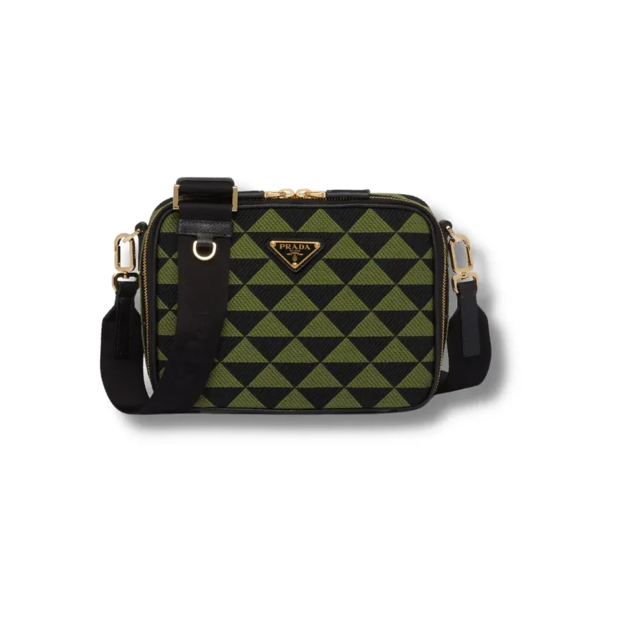 Prada Symbole Embroidered Fabric Bag Black Ivy Green - 2VH069_2FKL_F0G5R_V_MOF Prada Symbole Embroidered Fabric Bag Black Ivy Green - 2VH069_2FKL_F0G5R_V_MOF