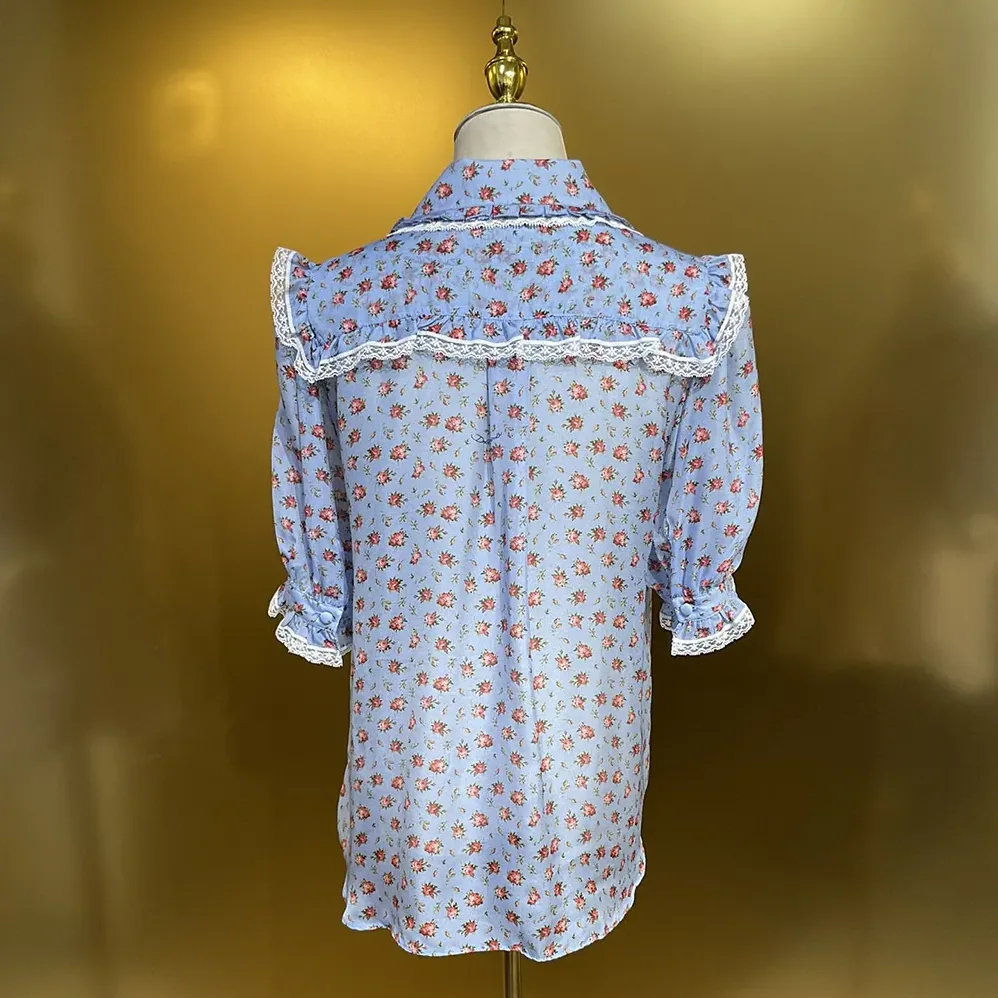 Dolce Gabbana D&G Small Rose for Women in Print Chiffon Shirt