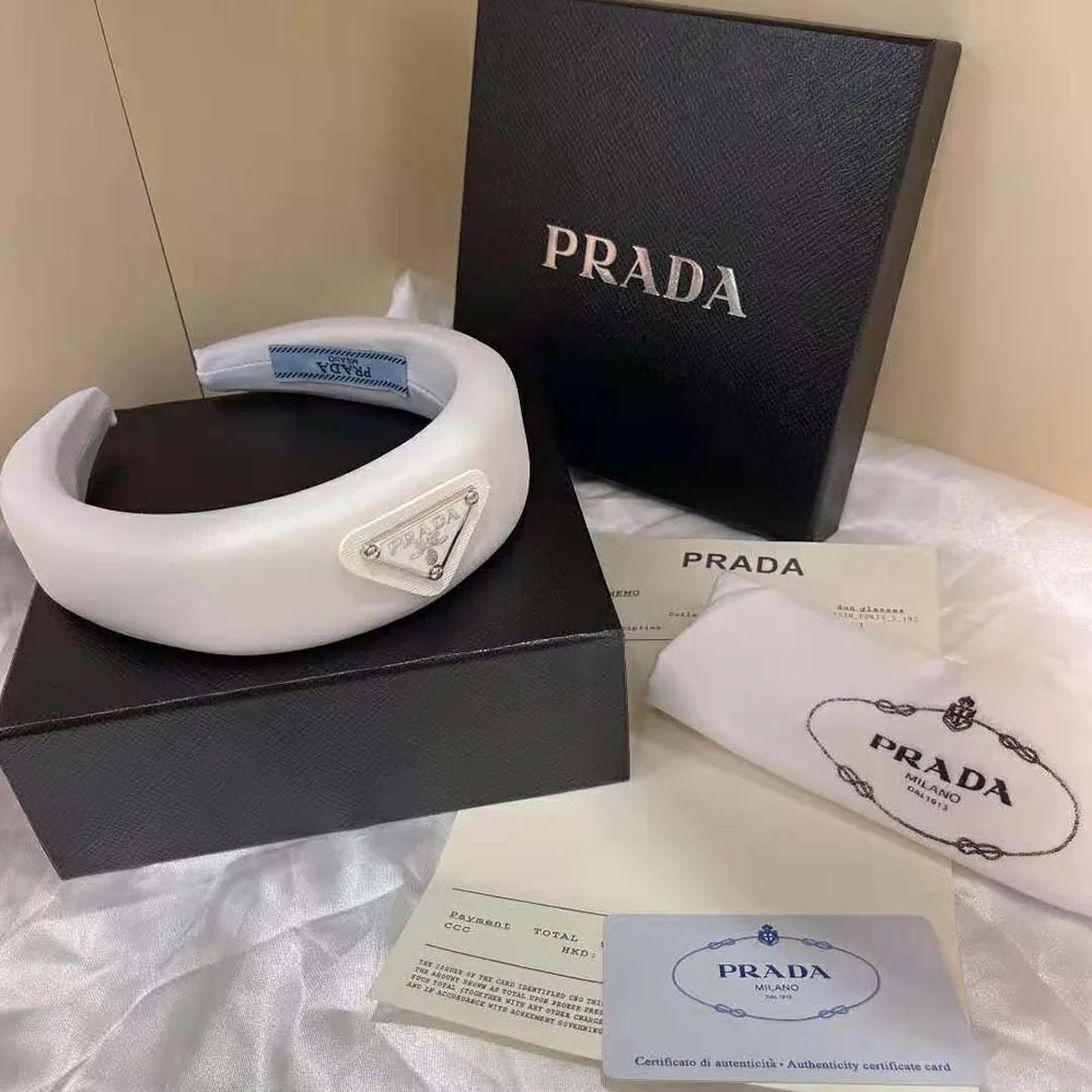 Prada Oversized Puffy Re-Nylon Headband for Women in White