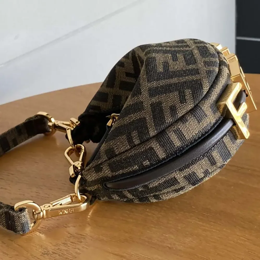 Fendi Nano Fendigraphy Brown Fabric Charm for Women Fendi Nano Fendigraphy Brown Fabric Charm for Women