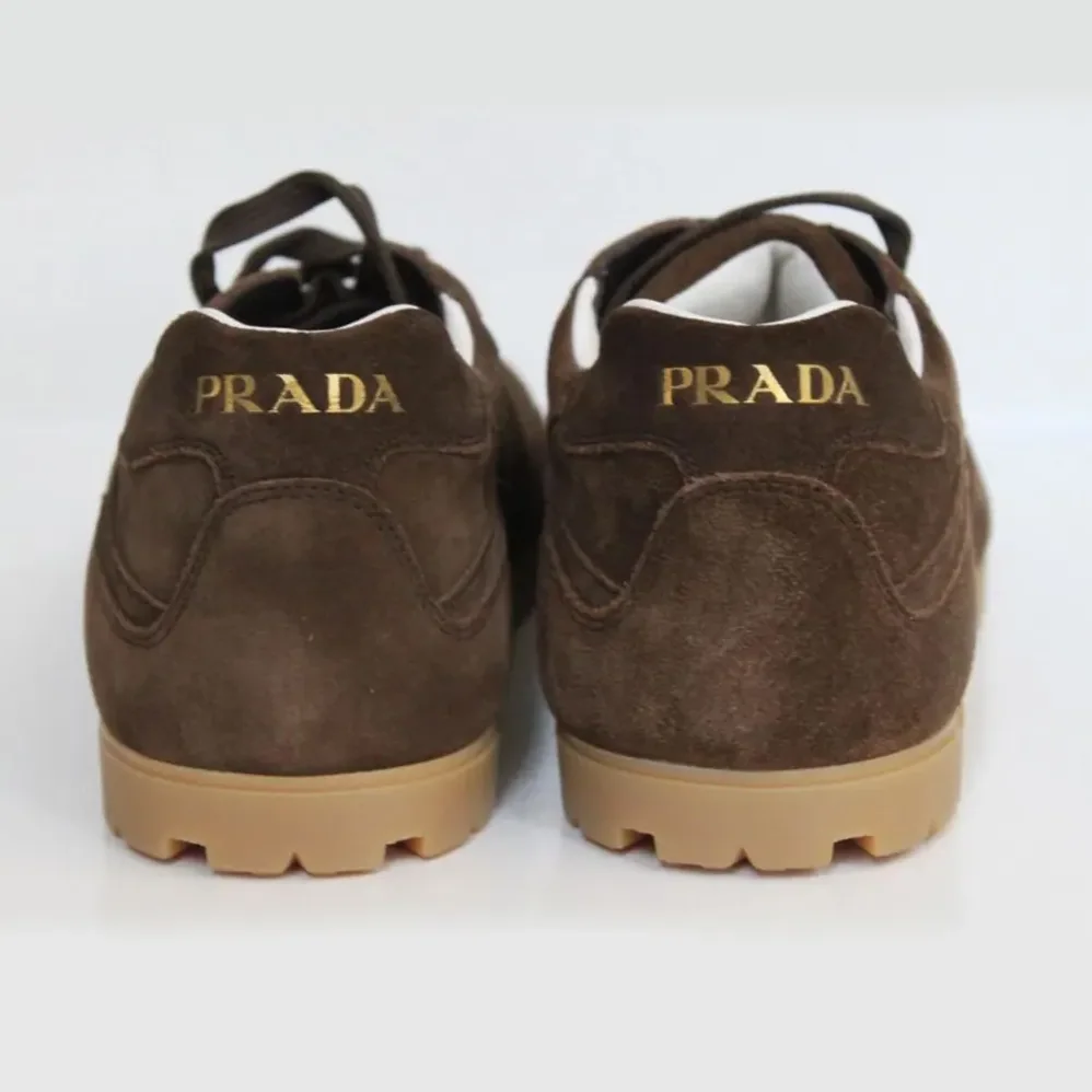 Prada Trail Brown Suede Lace up Logo Low top Sneaker for Unisex Prada Trail Brown Suede Lace up Logo Low top Sneaker for Unisex