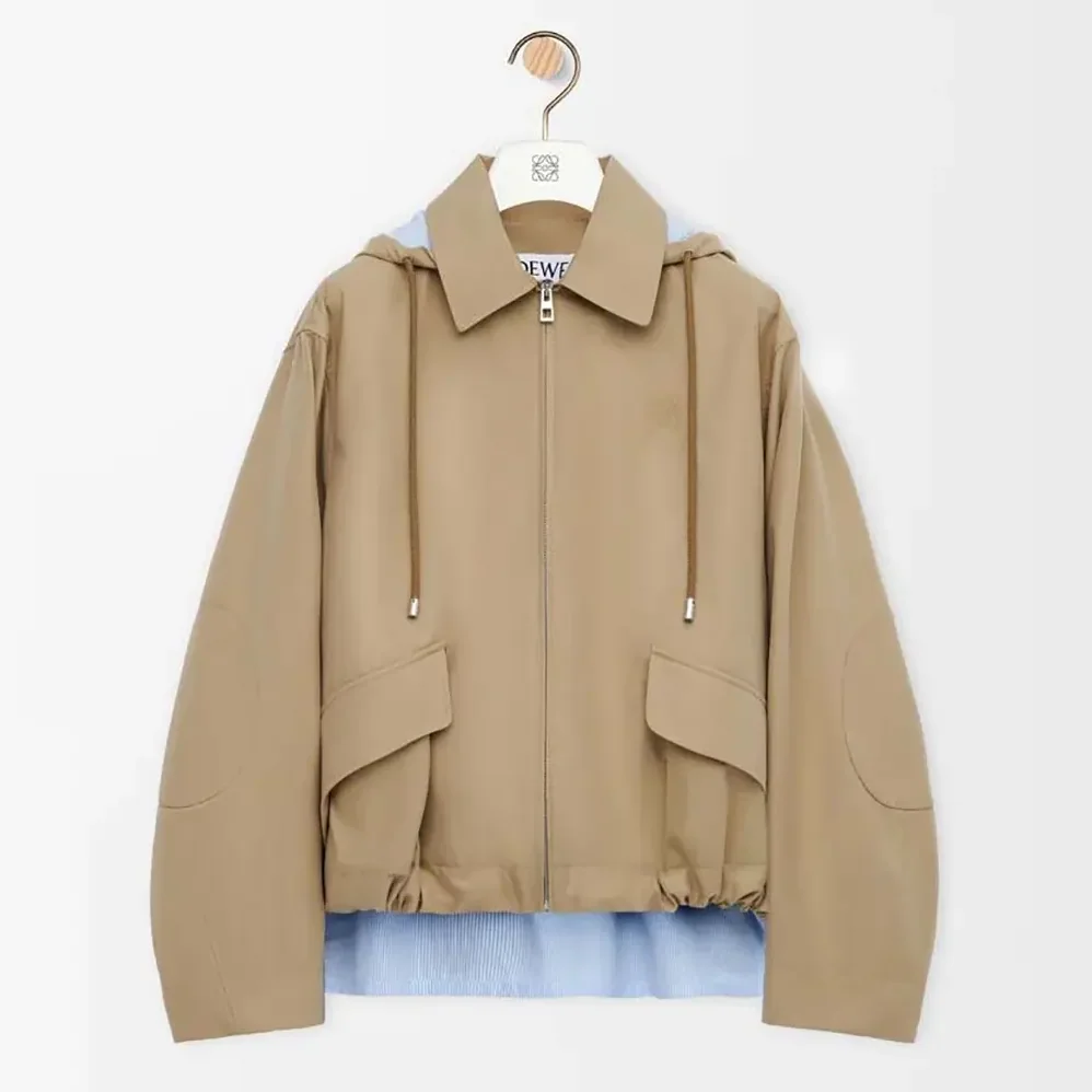 Loewe Hooded Parka in Cotton for Men in Beige Loewe Hooded Parka in Cotton for Men in Beige