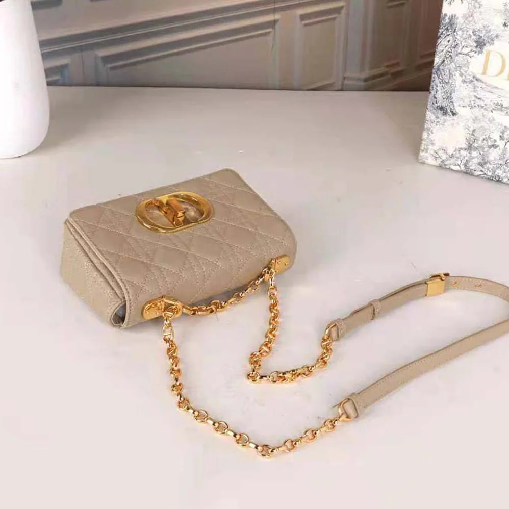 Dior Small Dior Caro Bag Beige Supple Cannage Calfskin for Women Dior Small Dior Caro Bag Beige Supple Cannage Calfskin for Women