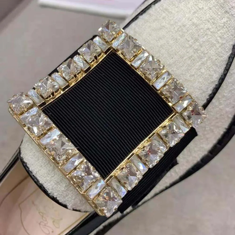 Roger Vivier Viv' Rangers Strass Buckle Loafers in Fabric for Women Roger Vivier Viv' Rangers Strass Buckle Loafers in Fabric for Women
