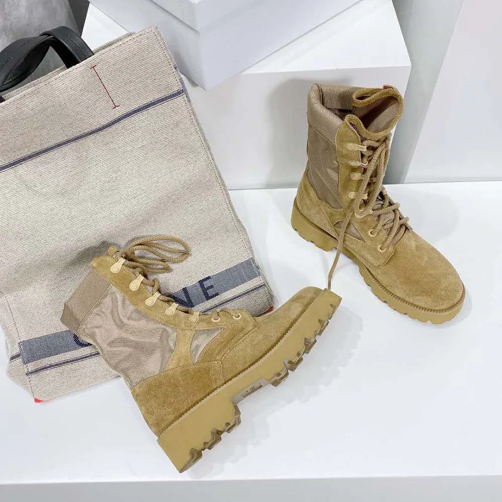 Celine Outdoor Lace up Boot in Suede Calfskin and Nylon for Women