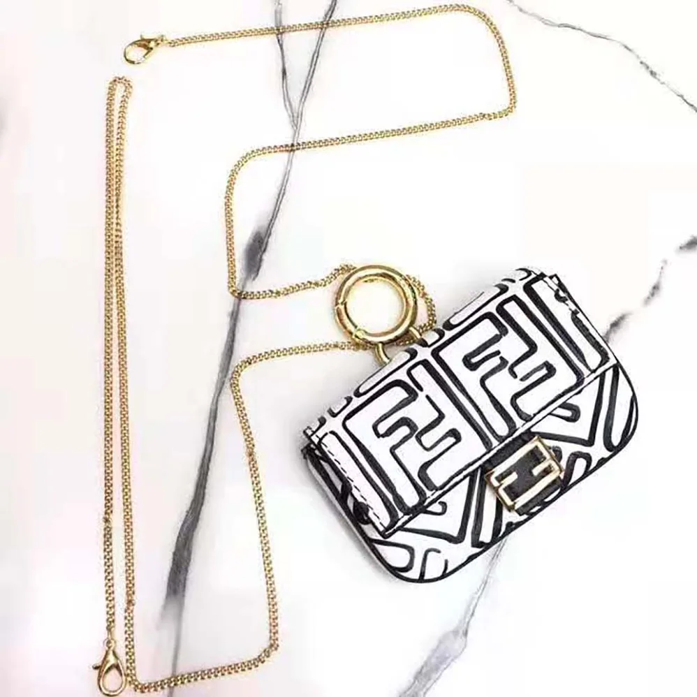 Fendi Nano Baguette Charm White Nappa Leather Charm for Women