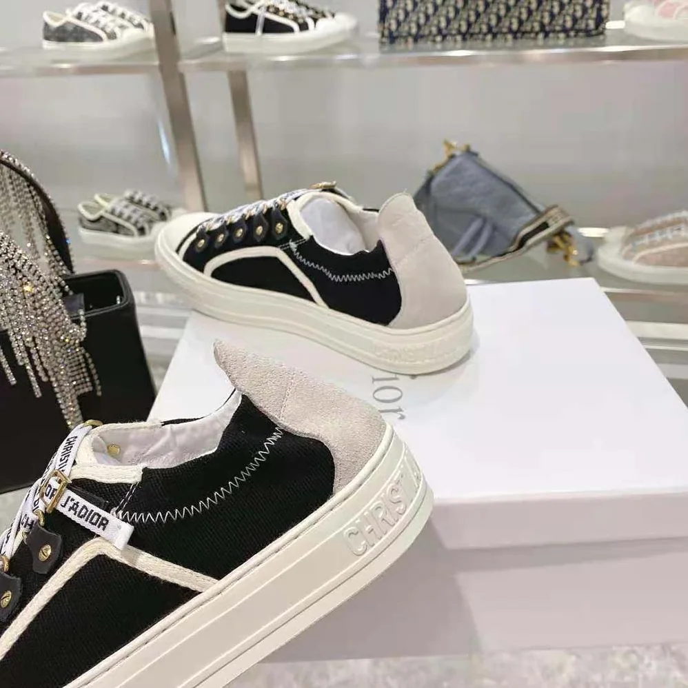 Dior Walk N Dior Sneaker Black Canvas and White Suede Calfskin for Women Dior Walk N Dior Sneaker Black Canvas and White Suede Calfskin for Women