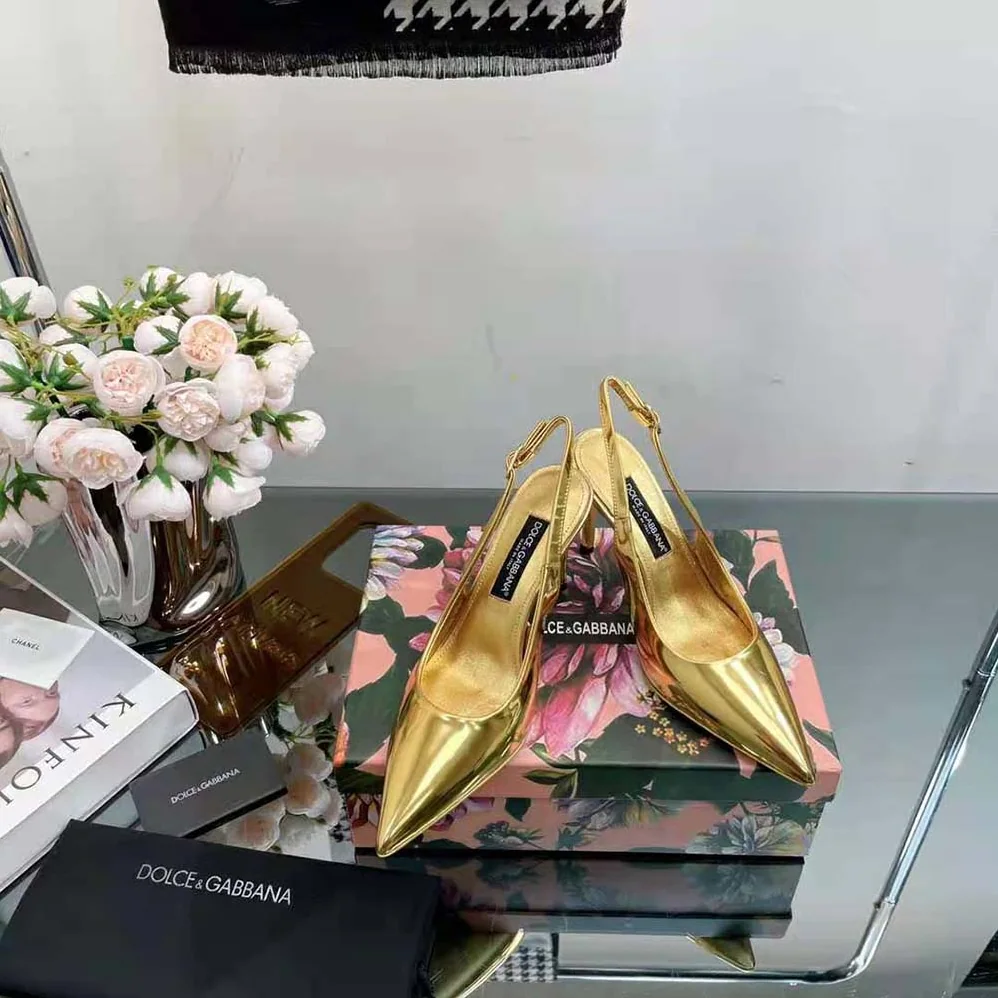 Dolce Gabbana D&G Mirrored for Women in Effect Calfskin Slingbacks