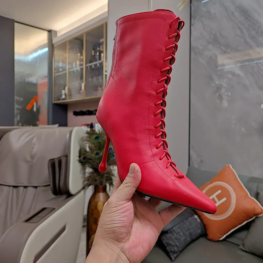 Jimmy Choo Scarlett Ankle Boot 95 Postbox Red Nappa Leather Boots for Women