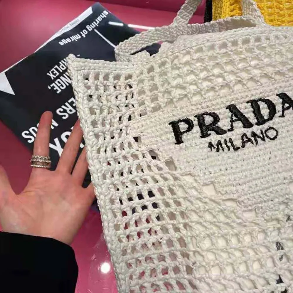 Prada Raffia Tote Bag for Women in White Prada Raffia Tote Bag for Women in White