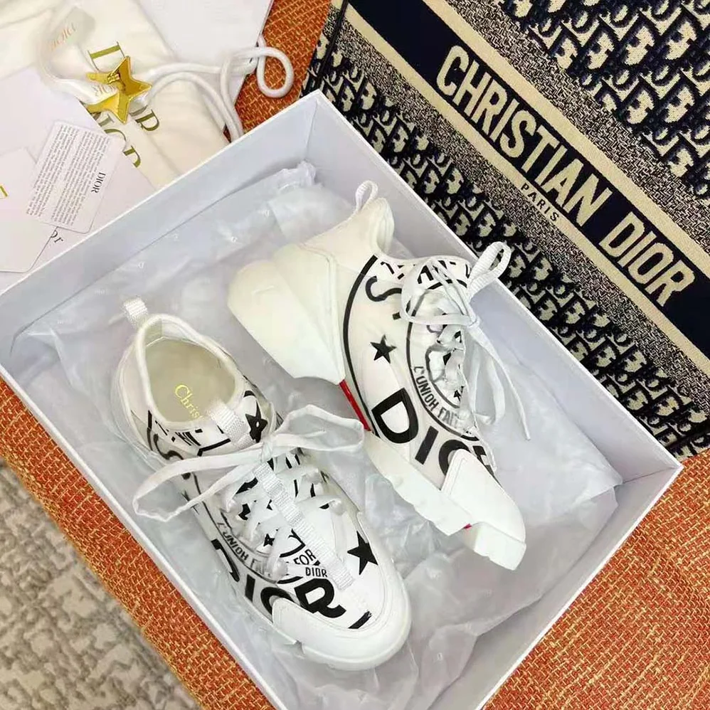 Dior D-Connect Sneaker White Technical Fabric with Dior Union Print for Women