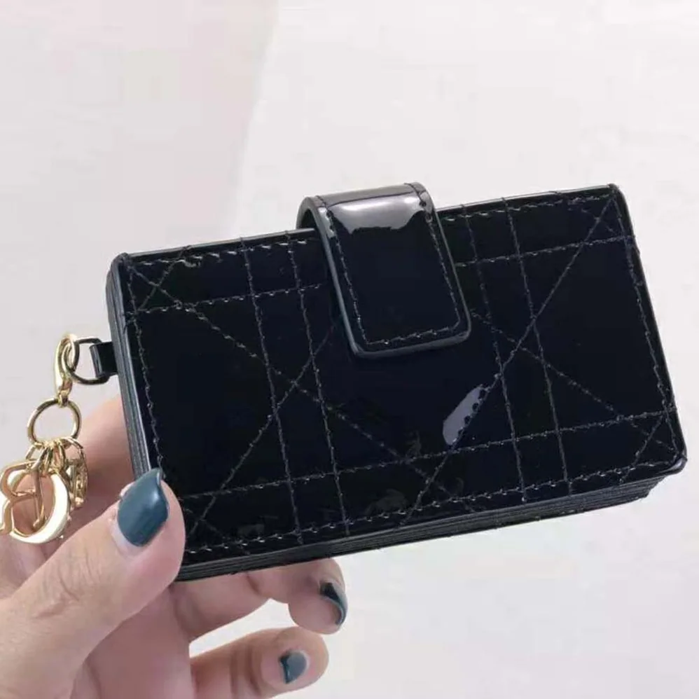 Dior Lady Dior 5-Gusset Card Holder Black Patent Cannage Calfskin for Women Dior Lady Dior 5-Gusset Card Holder Black Patent Cannage Calfskin for Women
