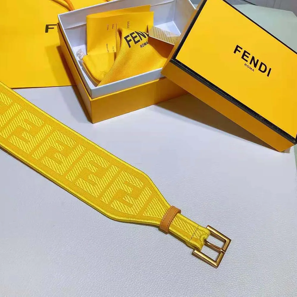 Fendi Canvas High Waist Belt 6 cm for Women in Yellow Fendi Canvas High Waist Belt 6 cm for Women in Yellow