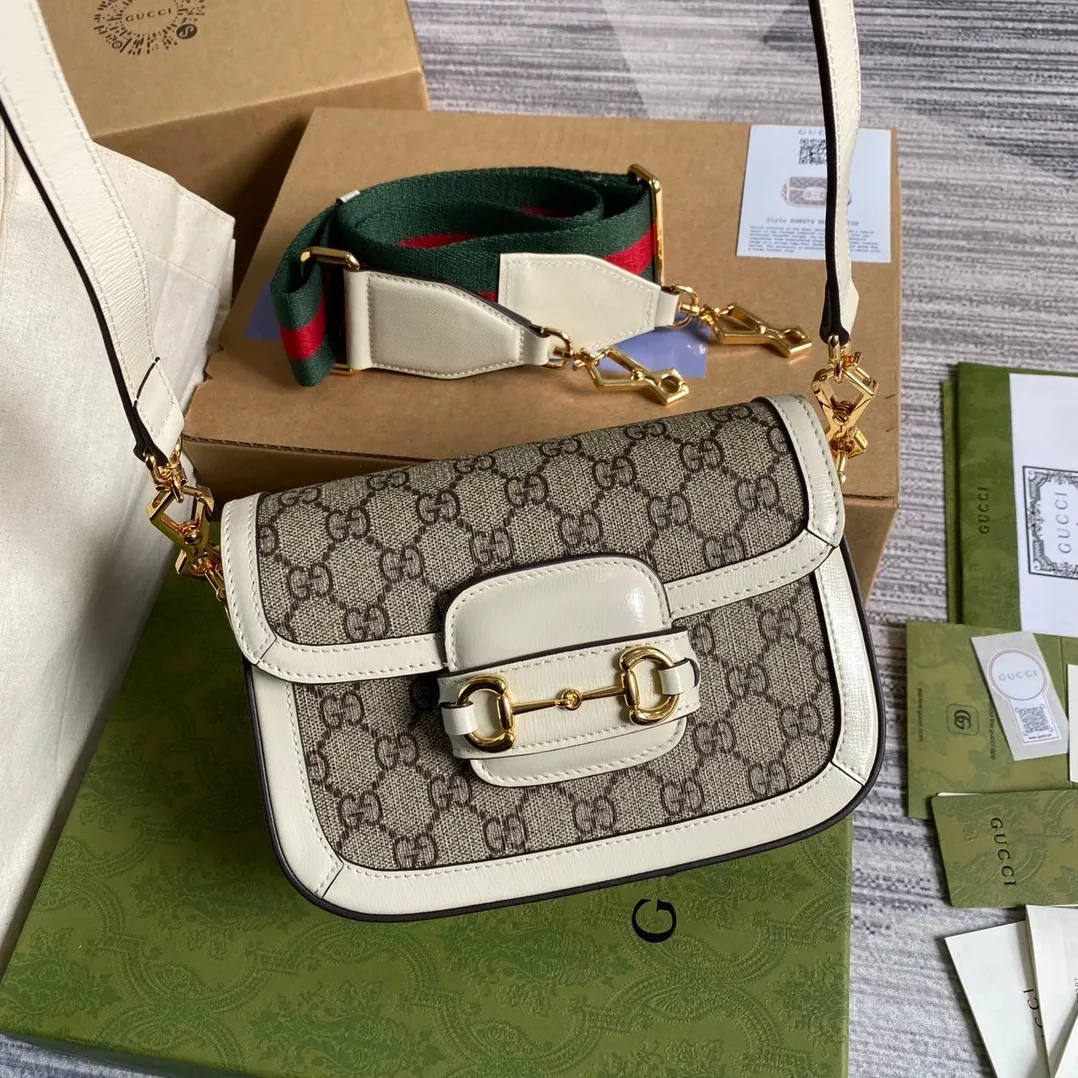 Gucci Horsebit 1955 GG Mini Bag White