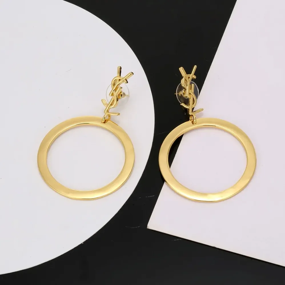 Saint Laurent YSL Cassandre Pendant Hoop Earrings in Metal for Women Saint Laurent YSL Cassandre Pendant Hoop Earrings in Metal for Women