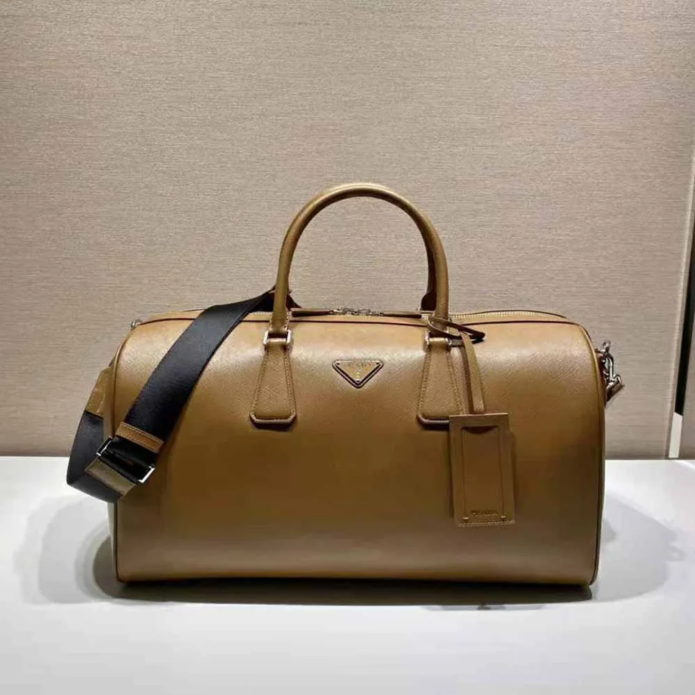 Prada Elegant Duffle Bag in Saffiano Leather Travel Bag for Men in Brown Prada Elegant Duffle Bag in Saffiano Leather Travel Bag for Men in Brown