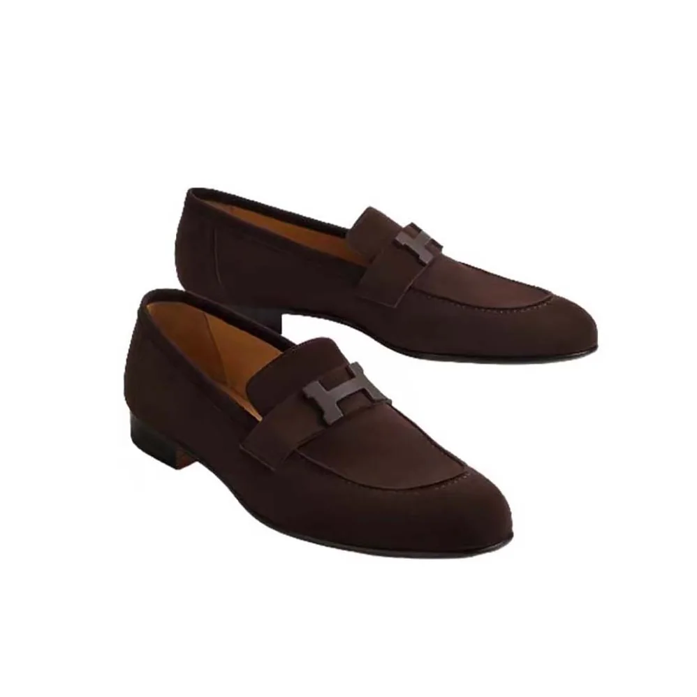 Hermes Paris Loafer in Suede Goatskin for Men in Maroon