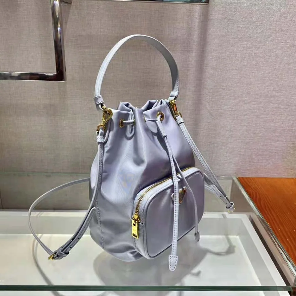 Prada Duet Re-Nylon Bucket Bag for Women in Blue Prada Duet Re-Nylon Bucket Bag for Women in Blue
