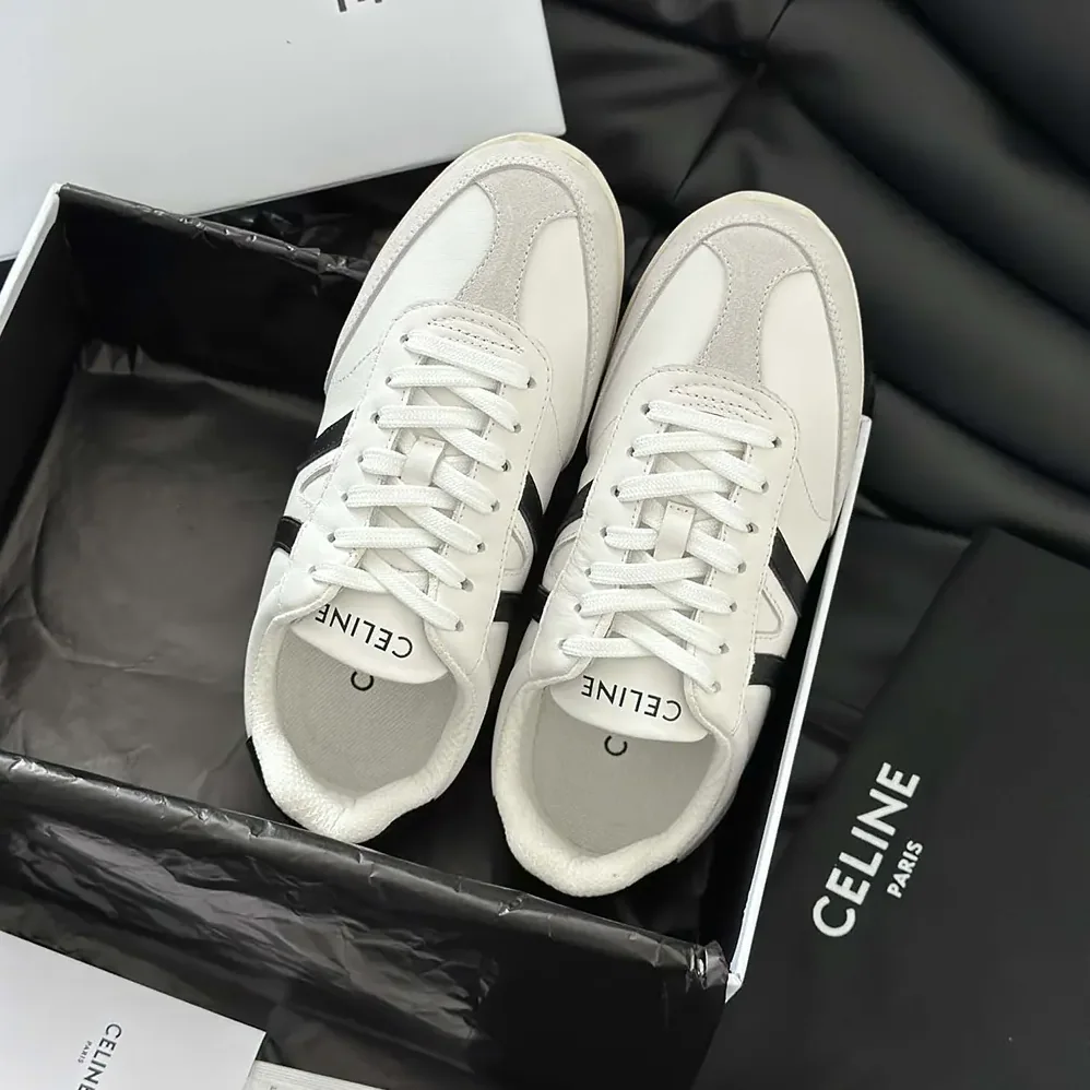 Celine Jogger Low Lace up Sneaker in Calfskin for Unisex in White