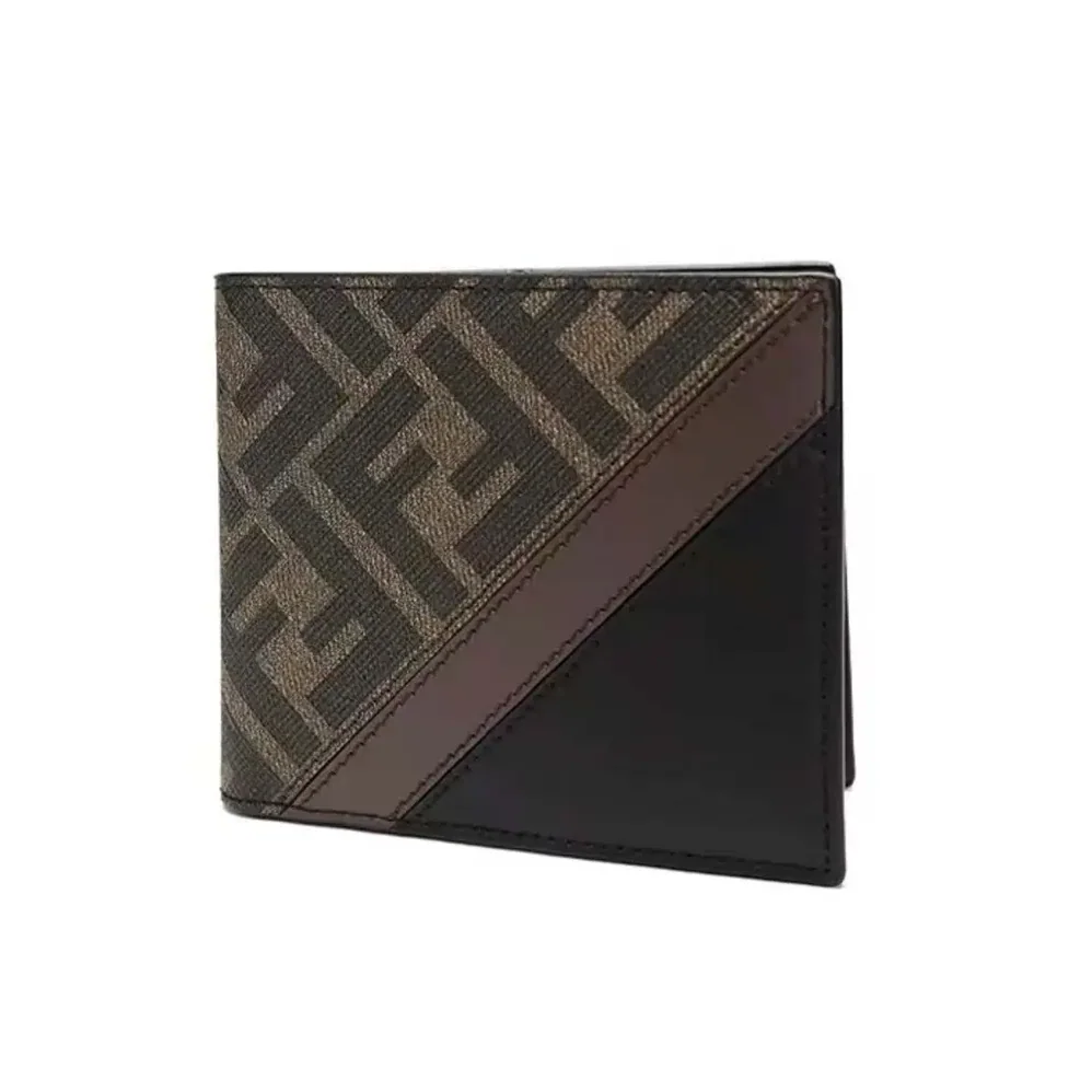 Fendi Bi-Fold Wallet in FF Motif Fabric Brown Coffee for Men