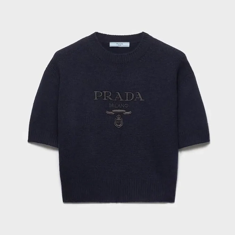 Prada Wool And Cashmere Crew-Neck Sweater for Women in Black