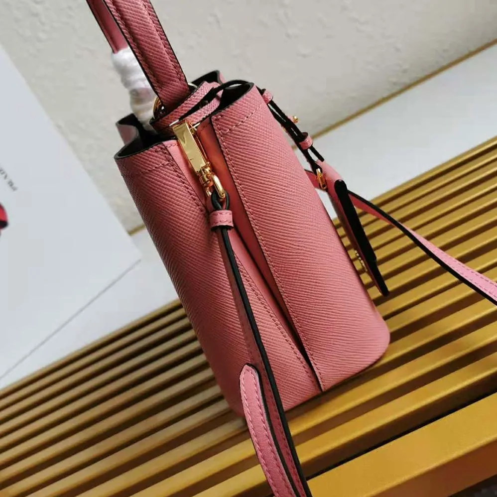 Prada Small Saffiano Leather Prada Panier Bag for Women in Pink Prada Small Saffiano Leather Prada Panier Bag for Women in Pink