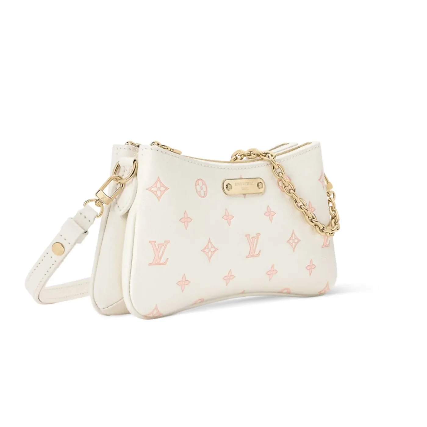 Louis Vuitton Pochette Liv Shoulder Bag / Milky White/ Peach Gold Hardware