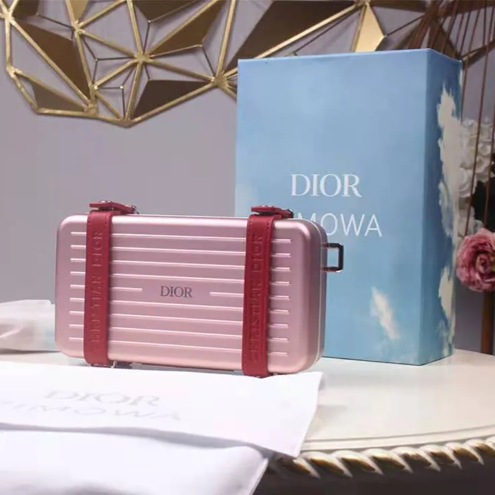 Dior Dior and Rimowa Personal Clutch Aluminum and Grained Calfskin for Men in Pink