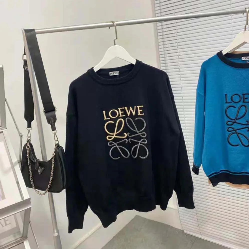 Loewe Anagram Embroidered Sweatshirt in Cotton for Women in Black Loewe Anagram Embroidered Sweatshirt in Cotton for Women in Black