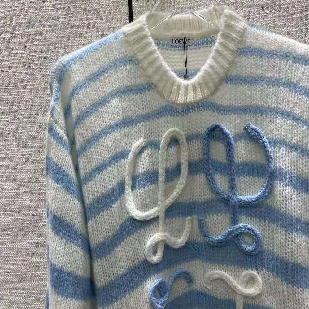 Loewe Anagram Sweater in Mohair for Women in Blue Loewe Anagram Sweater in Mohair for Women in Blue