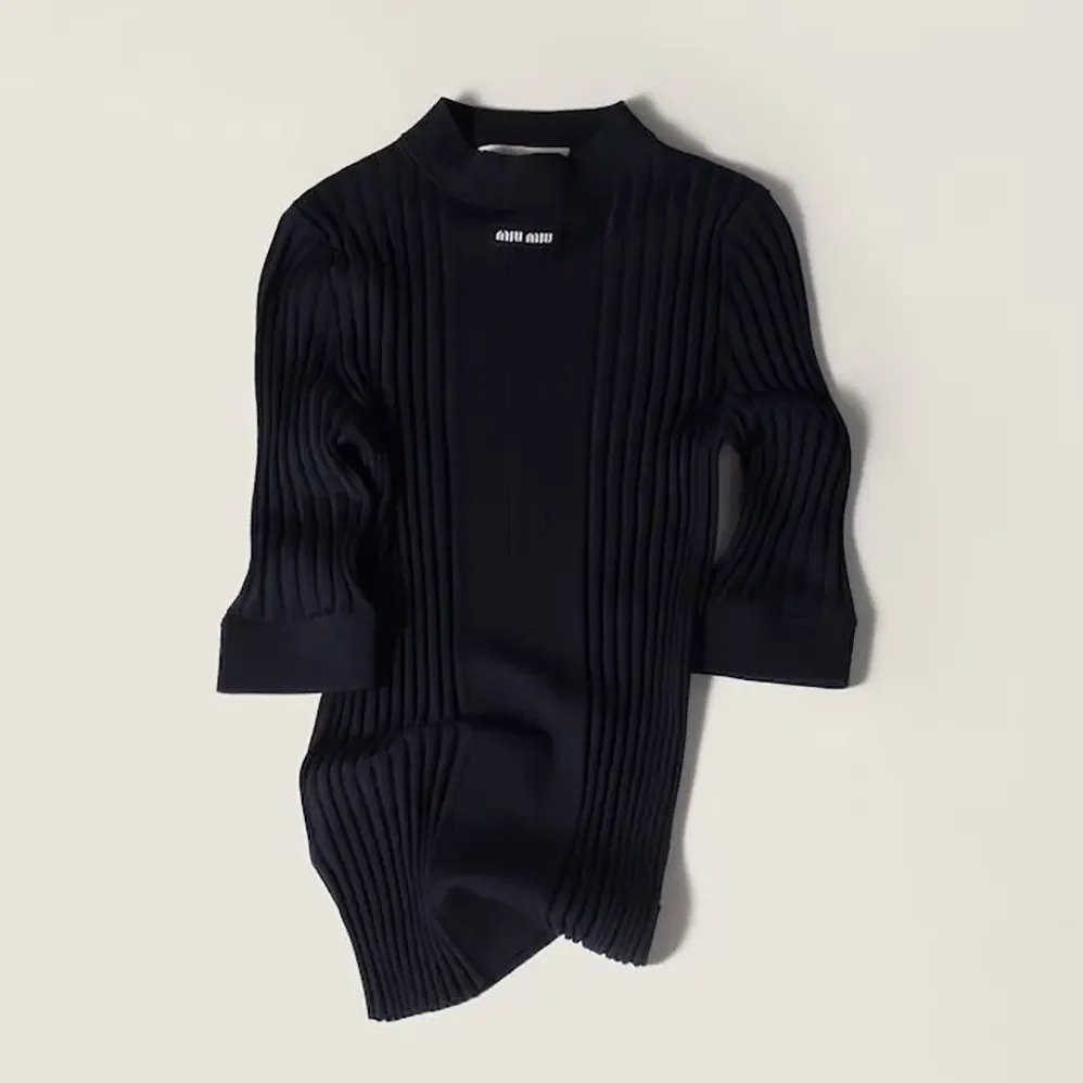 Miu Miu Ribbed Knit Wool Sweater for Women